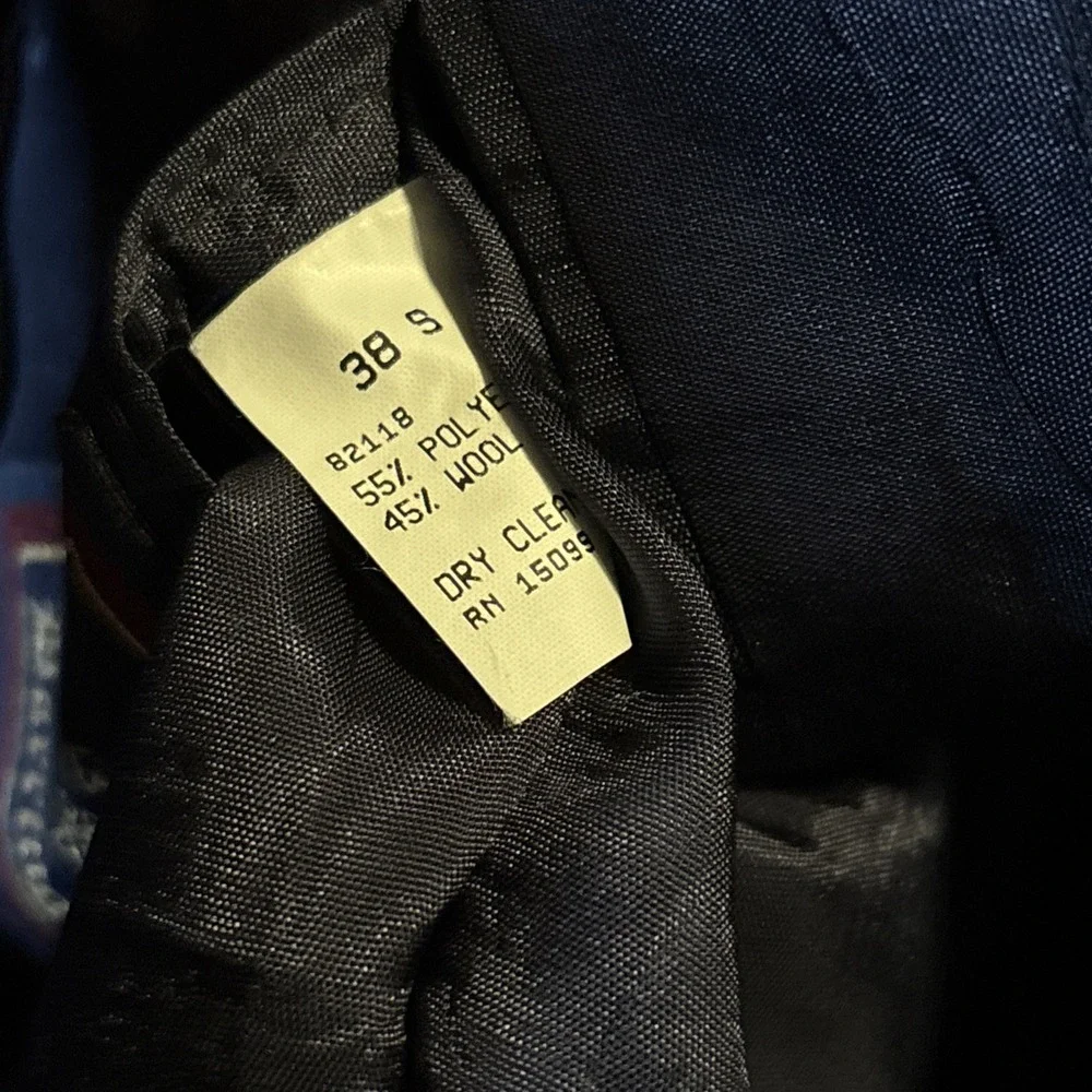 Barrington Blazer Mens 38 Short Black Pinstripe Two Buttons Wool Poly Blend